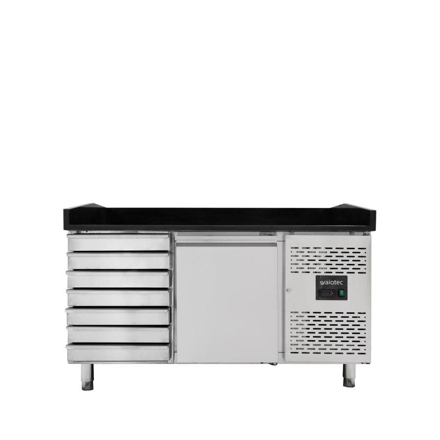 Pizzakoelwerkbank Easyline 800, 1-deurs, 7 laden, zwart - Gastrohot