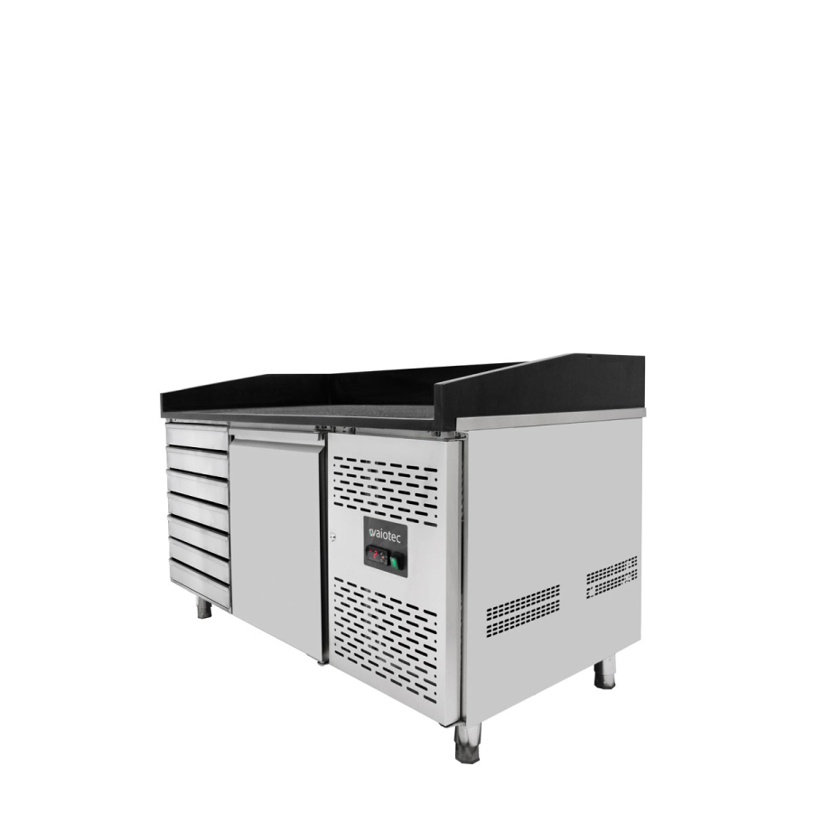 EASYLINE Pizzakühltisch 800 / 1-deurs & 7 laden "zwart"