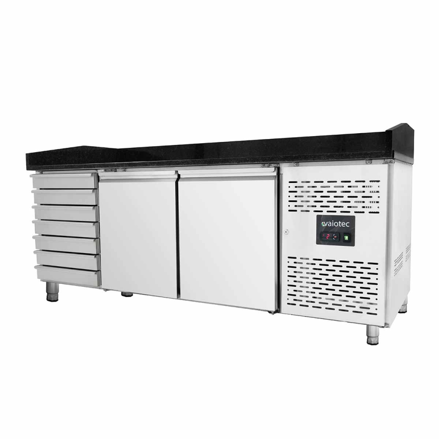 EASYLINE Pizzakühltisch 800 / 2-deurs & 7 laden "zwart"