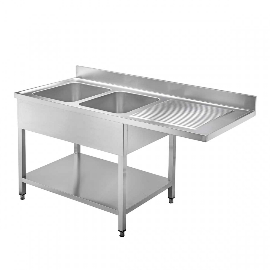 Spülcenter 600 2 Becken links B 1600 - Professionelles Spülbecken für die Gastronomie