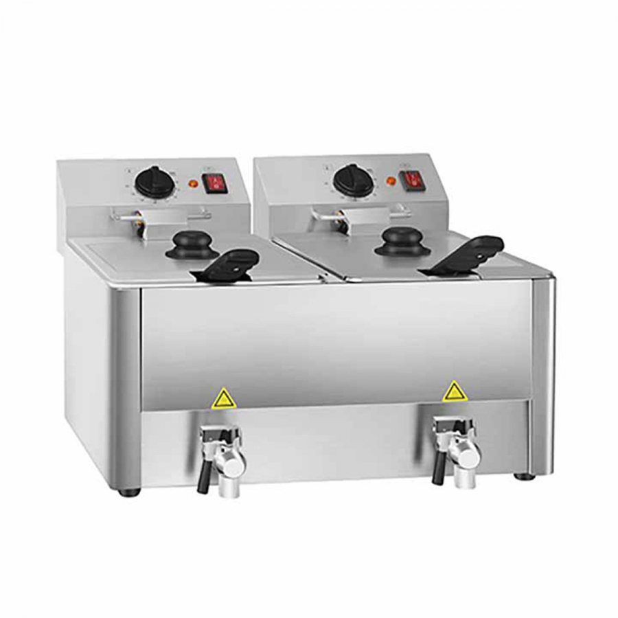 Elektro Fritteuse 2 Becken mit Ablasshahn 10+10 Liter - Easyline Elektro Fritteuse 2 Becken mit Ablasshahn 10+10 Liter - Easyline