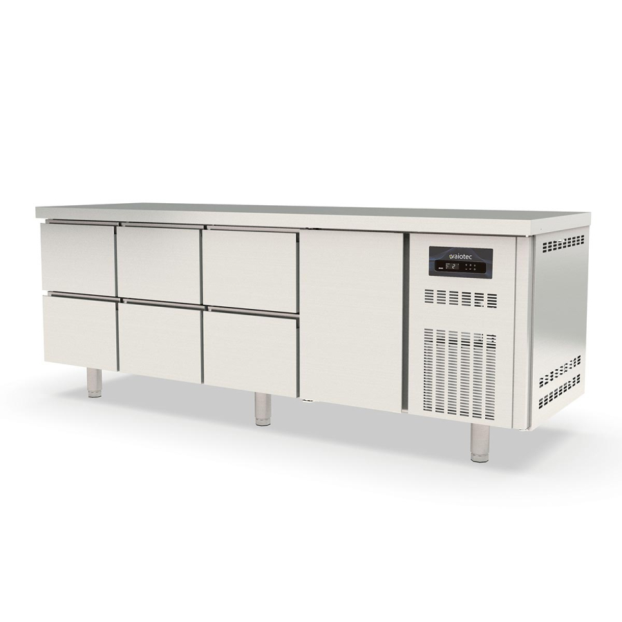 Koelwerkbank 700 4-voudig GN1/1 met 6 laden en 1 deur - Gastrohot