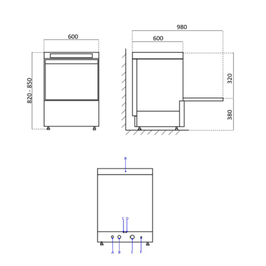 EASYLINE vaatwasser 50x50 / 400 Volt - Model: VT-E DW54 DRD