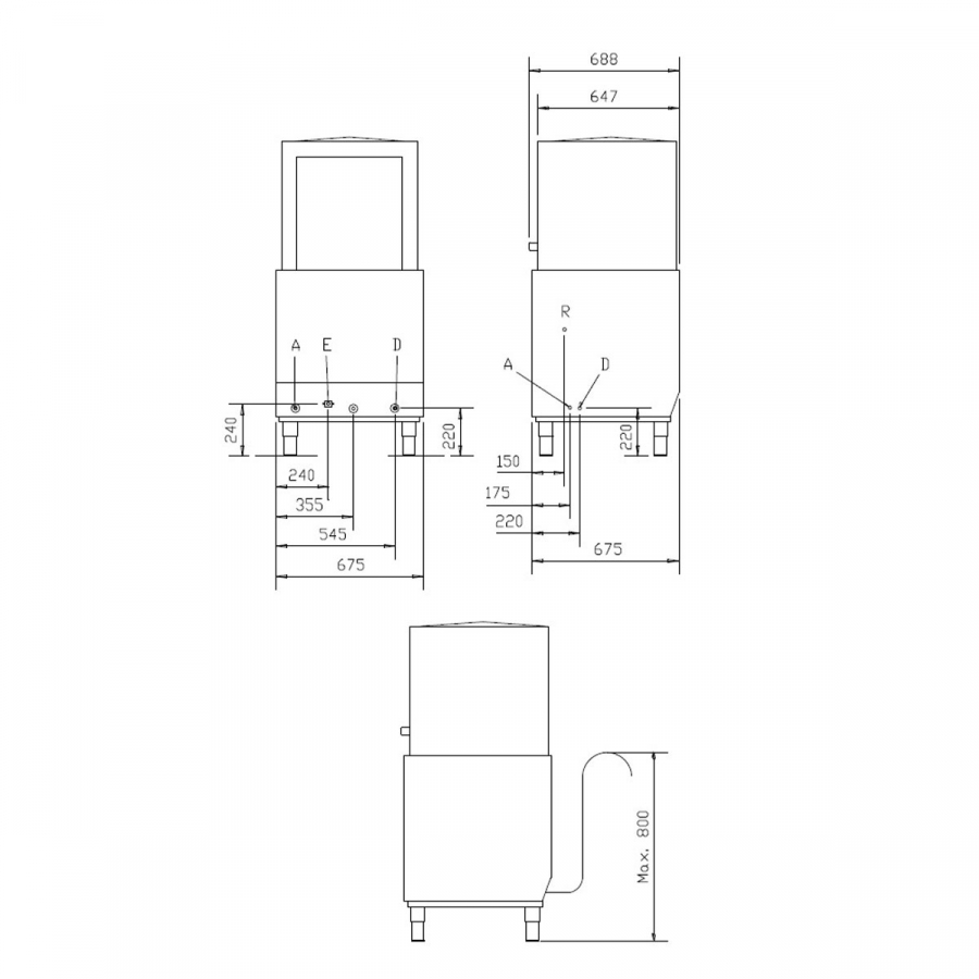EASYLINE Haubenspülmaschine 50x50 / 400 Volt - Modell: VT-E HW54 DRD