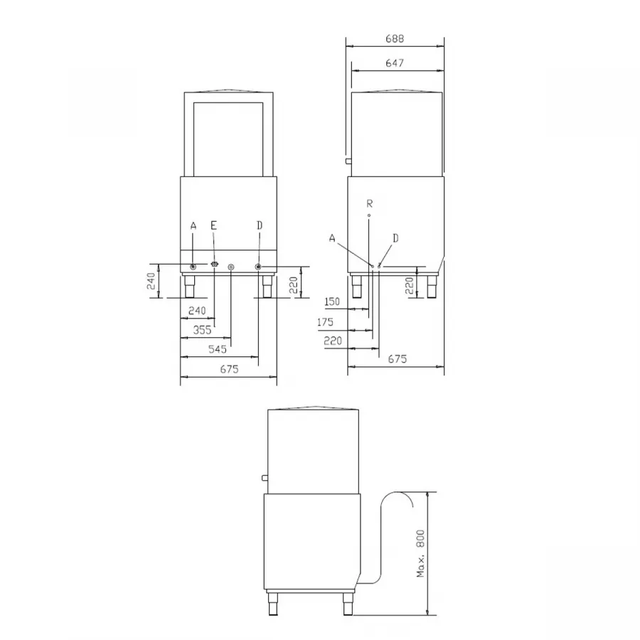 EASYLINE Haubenspülmaschine 50x50 / 400 Volt - Modell: VT-E HW54 DRD