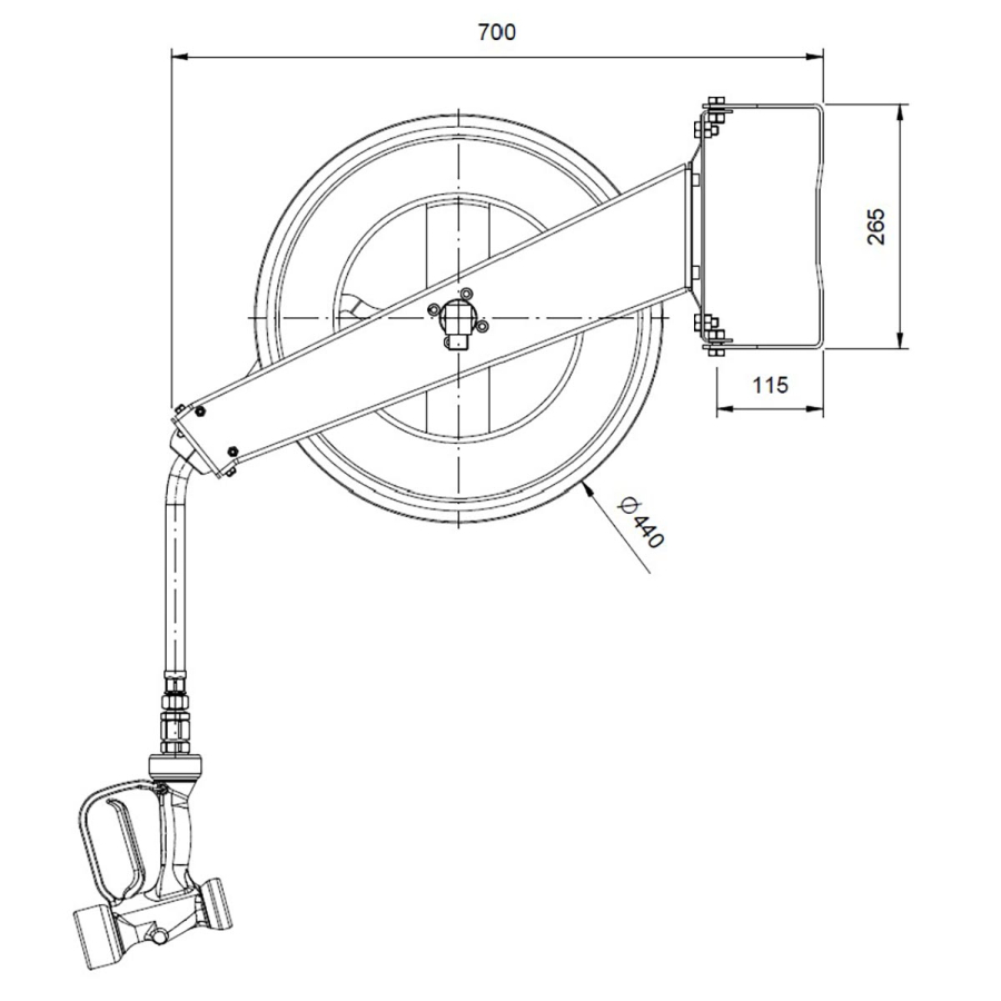 TOPLINE Slanghaspel met douche - 20 meter