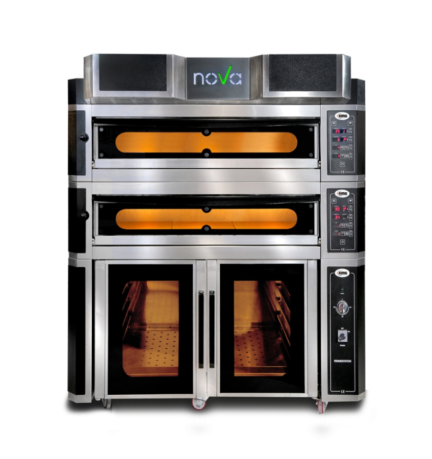 Pizzaoven incl. kap en rijskast - binnenisolatie van steenwol - vol chamotte steen - 2x 8,0 kW 400V