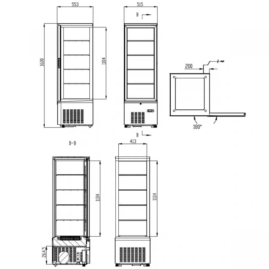 TOPLINE Kühlvitrine 4-fach / 237 Liter "schwarz"