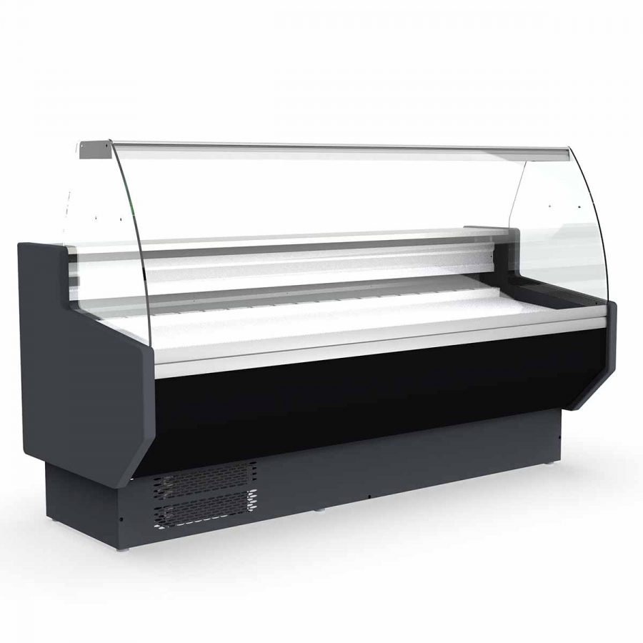 Kühltheke Topline 100 mit gebogenem Frontglas in Schwarz - Gastrohot