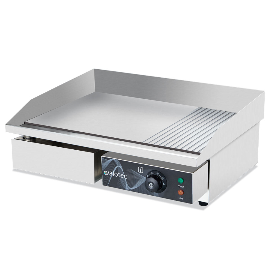 Elektrische Grillplaat Easyline - Breedte 550 mm - Geribbeld en glad - Gastrohot
