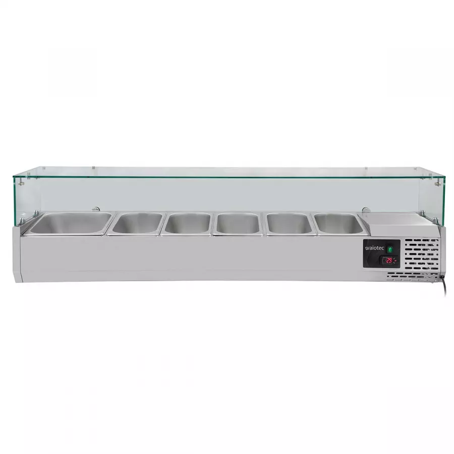 EASYLINE Pizzakühltisch 800 / 1-türig & 7 Schubladen "grau" inkl. Kühlaufsatz GN1/3