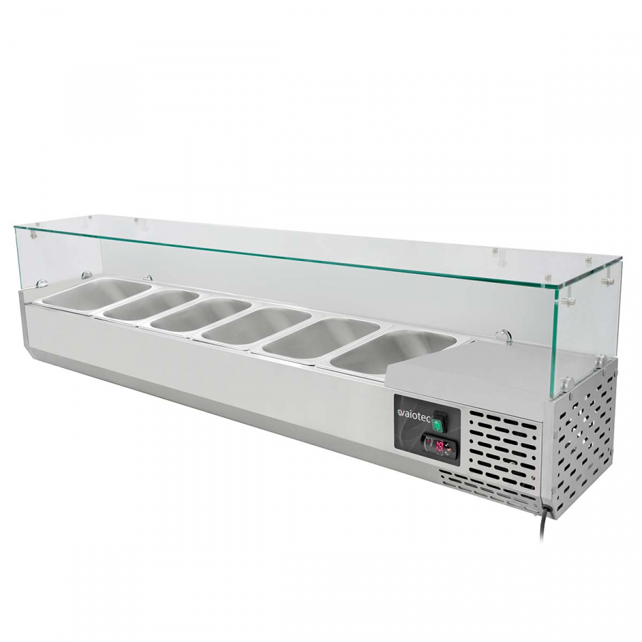 EASYLINE Pizzakühltisch 800 / 1-türig & 7 Schubladen "grau" inkl. Kühlaufsatz GN1/3