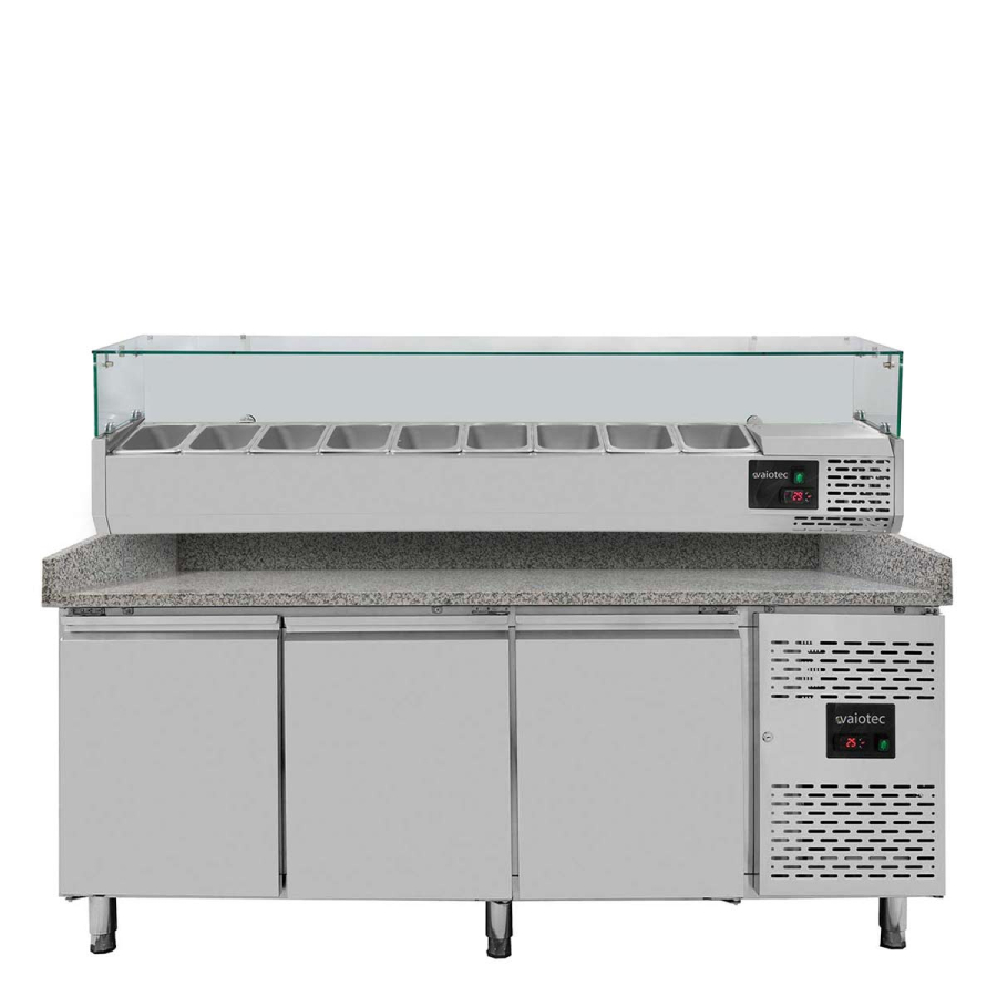 Pizzakoelwerkbank 800 3-deurs grijs incl. koelopzet GN1/3 - Gastrohot