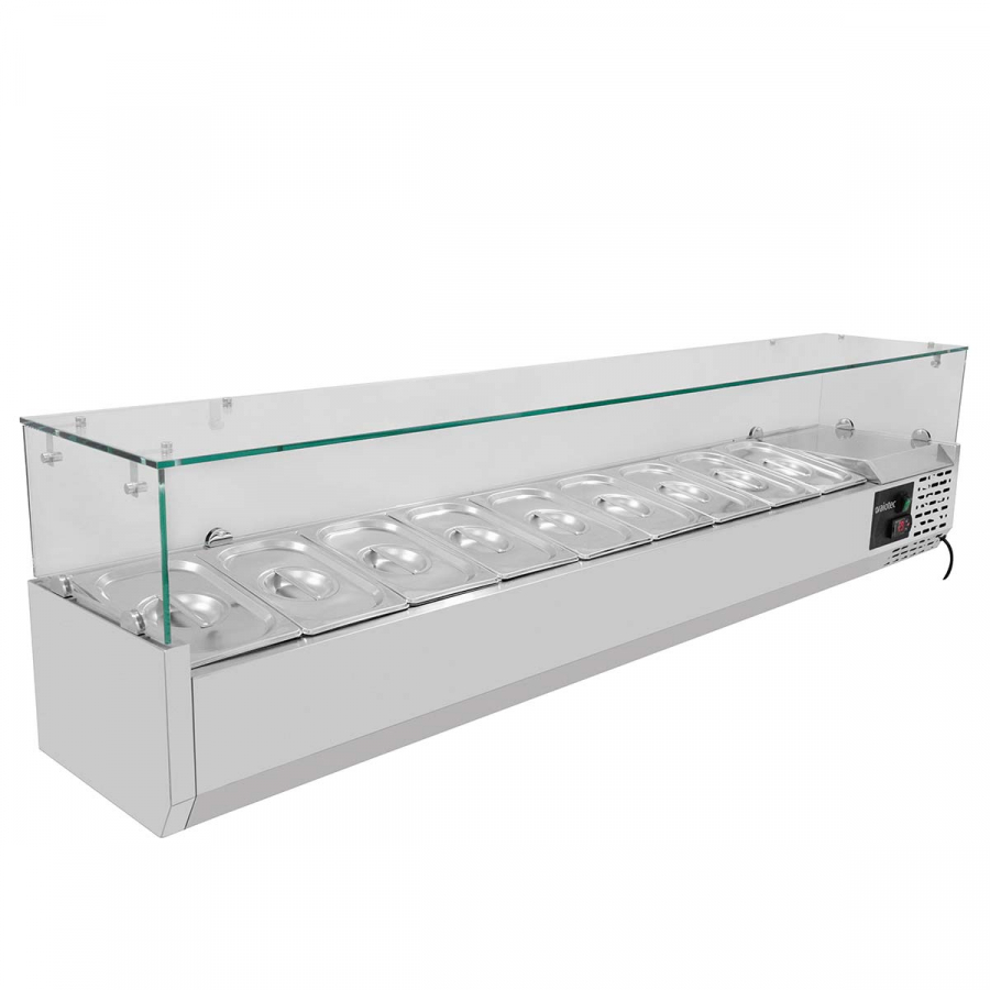 EASYLINE Pizzakühltisch 800 / 2-türig & 7 Schubladen "grau" inkl. Kühlaufsatz GN1/3