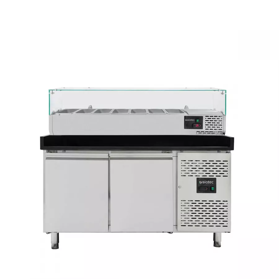 EASYLINE Pizzakühltisch 800 / 2-türig "schwarz" inkl. Kühlaufsatz GN1/4