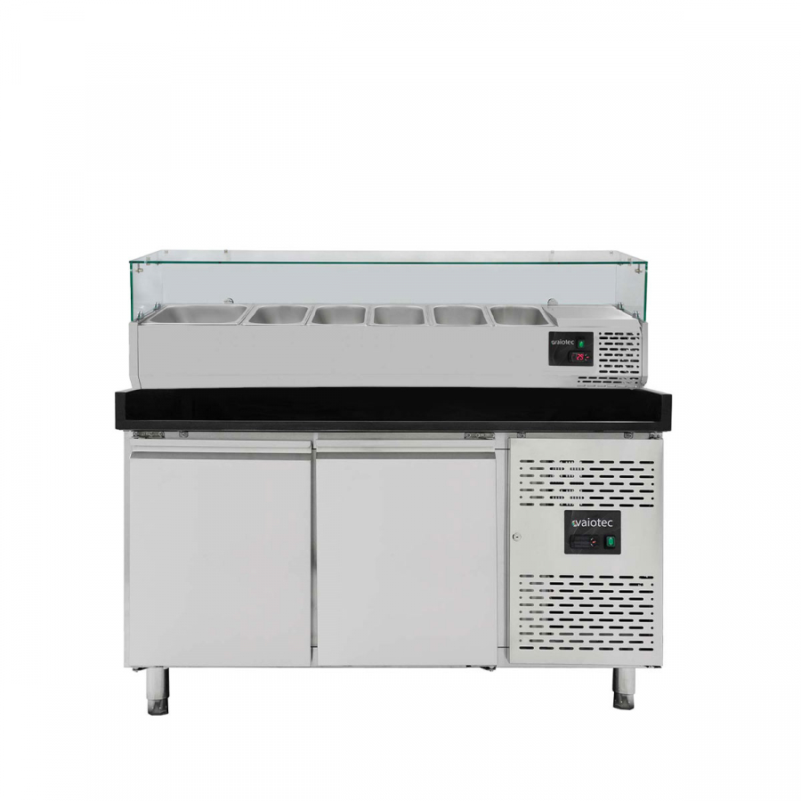 Easyline Pizzakühltisch 800 2-türig schwarz inkl. Kühlaufsatz GN1/3 - Gastrohot