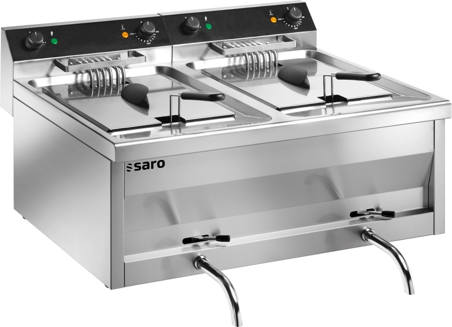 Fritteuse Tisch 2x 9 kW 2x 12 L | Abgerundetes Becken