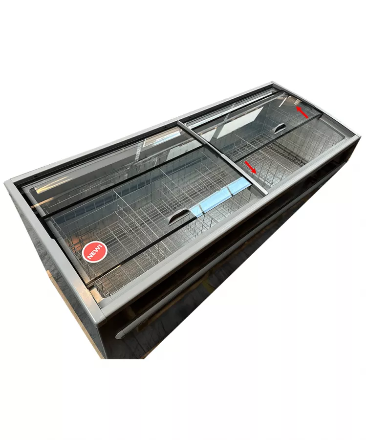Supermarkt Tiefkühltruhe Grau – 630 L, automatische Abtauung, LED
