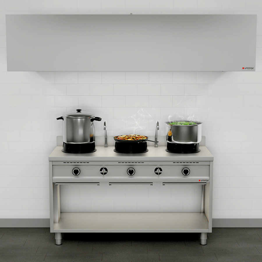 Wokherd 3x15 kW Gas, 3 Kochzonen, Erdgas/Propan umrüstbar