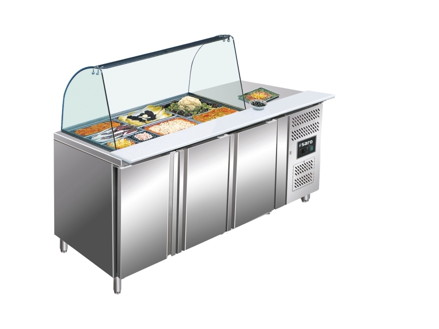 Saladette Glasaufsatz | Arbeitsfläche rechts B 510 x T 580 mm