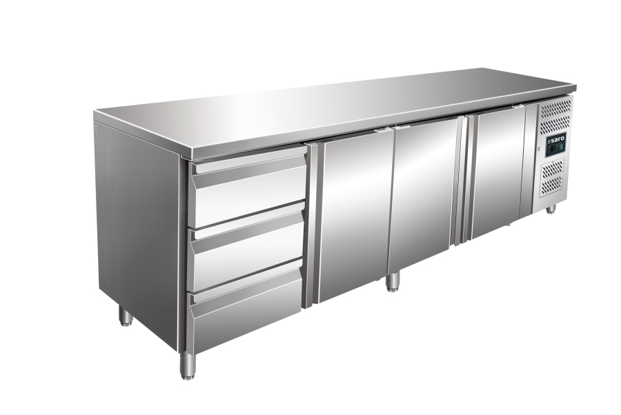 Kühltisch 3 Türen 3 Schubladen | B 2230 x L 700 x H 890-950