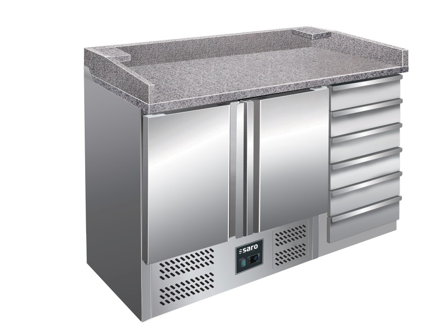 Pizzatisch 2 Türen 6 Schubladen | B 1420 x L 700 x H 1020 mm Pizzatisch 2 Türen 6 Schubladen | B 1420 x L 700 x H 1020 mm