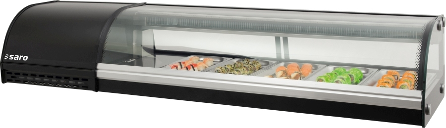 Sushivitrine 7 x 1/3 GN schwarz | B 1800 x L 390 x H 310 mm
