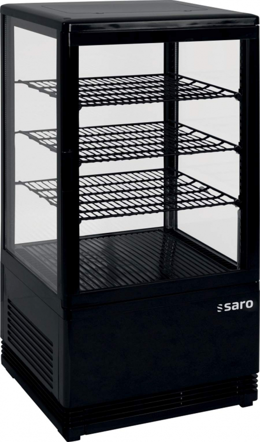Mini-Umluftkühlvitrine 68 L schwarz | B 428 x L 386 x H 810 mm