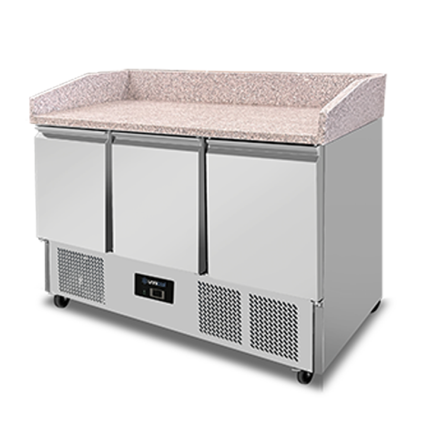 Pizza-Kühltisch Compact Line 350L 3 Türen Edelstahl +2°C bis +8°C
