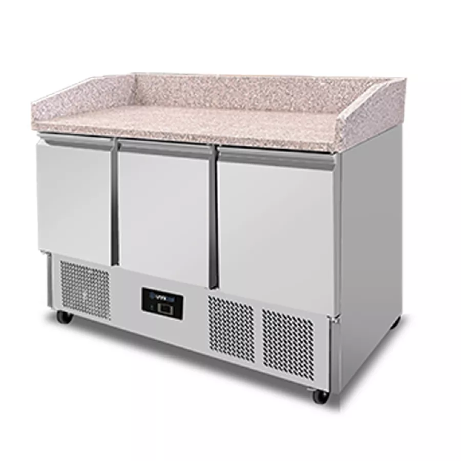 Pizza-Kühltisch Compact Line 350L 3 Türen Edelstahl +2°C bis +8°C