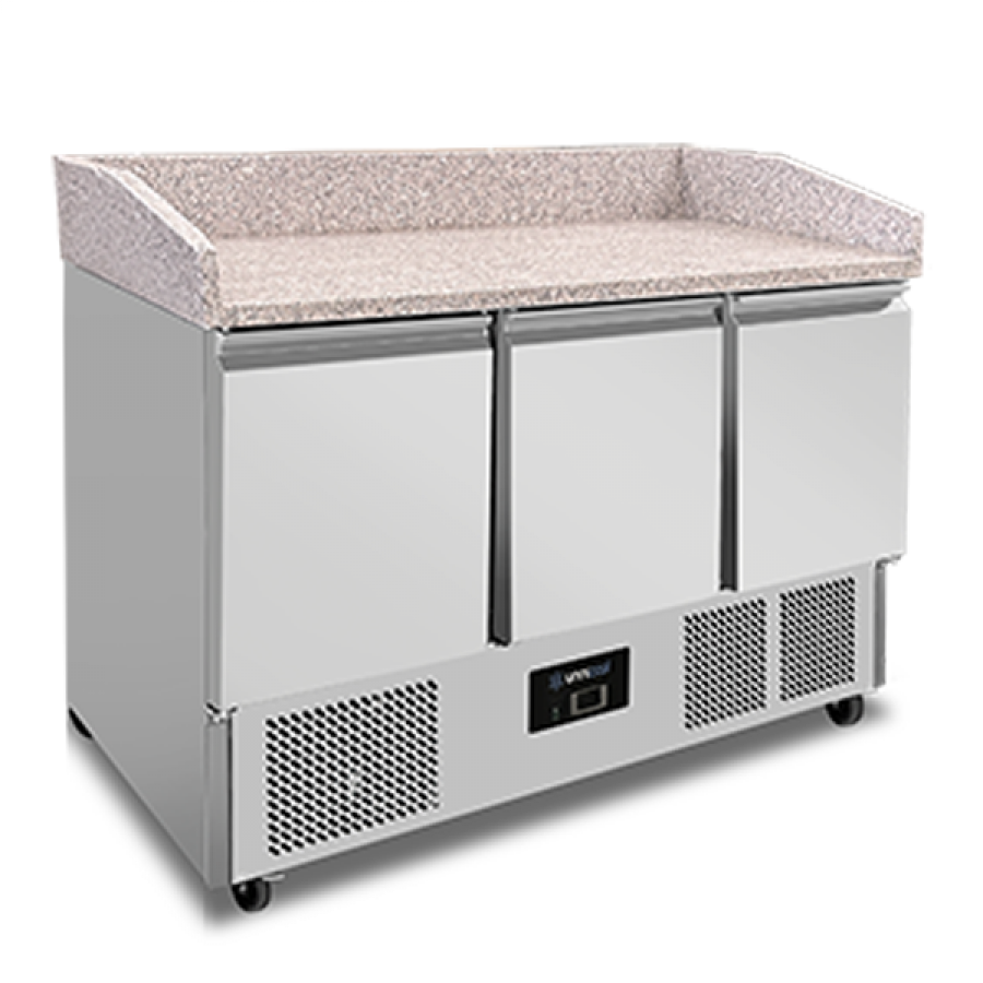 Pizza-Kühltisch Compact Line 350L 3 Türen Edelstahl +2°C bis +8°C