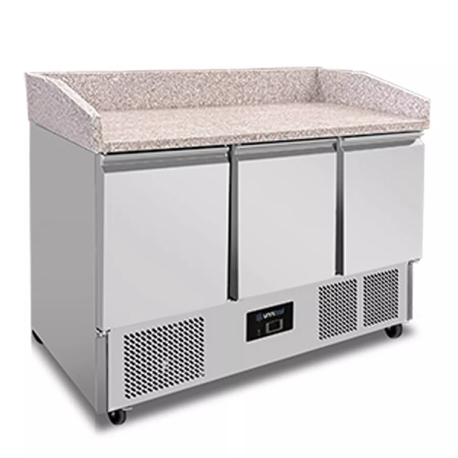 Pizza-Kühltisch Compact Line 350L 3 Türen Edelstahl +2°C bis +8°C