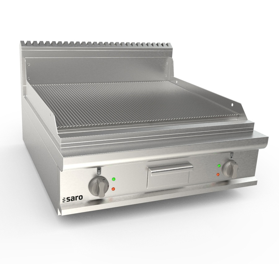 Elektrische bakplaat 800 mm breed, tafelmodel geribbeld