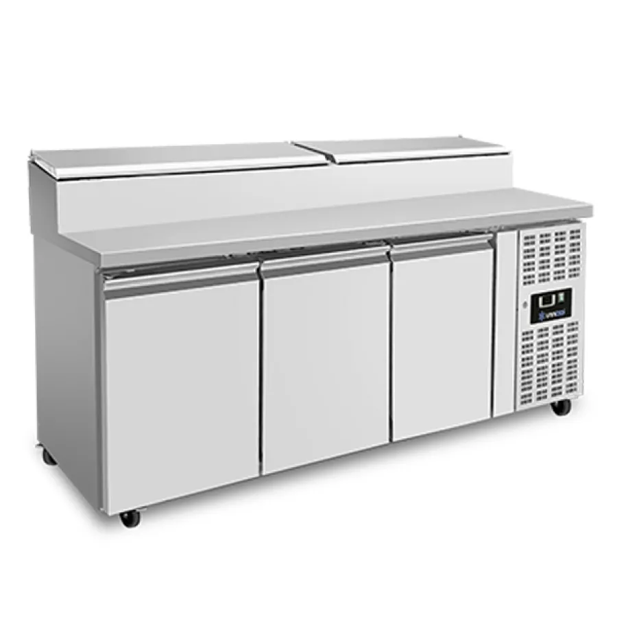 Saladette 3 Türen 1/1 GN Zwangsbelüftung Klappdeckel +2°C bis +8°C