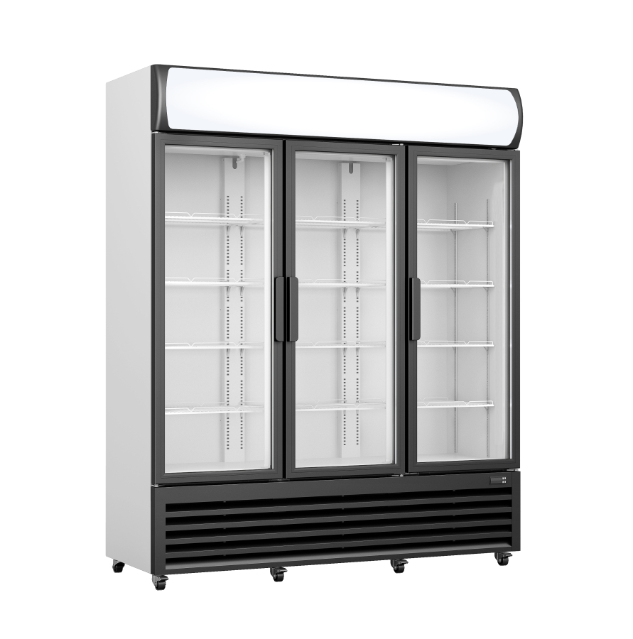 Koelkast met 3 glazen deuren en reclamebord - Model GTK-1065