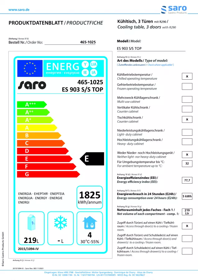 Gekühlte Arbeitstisch 3 Türen | B 1368 x T 700 x H 876 mm