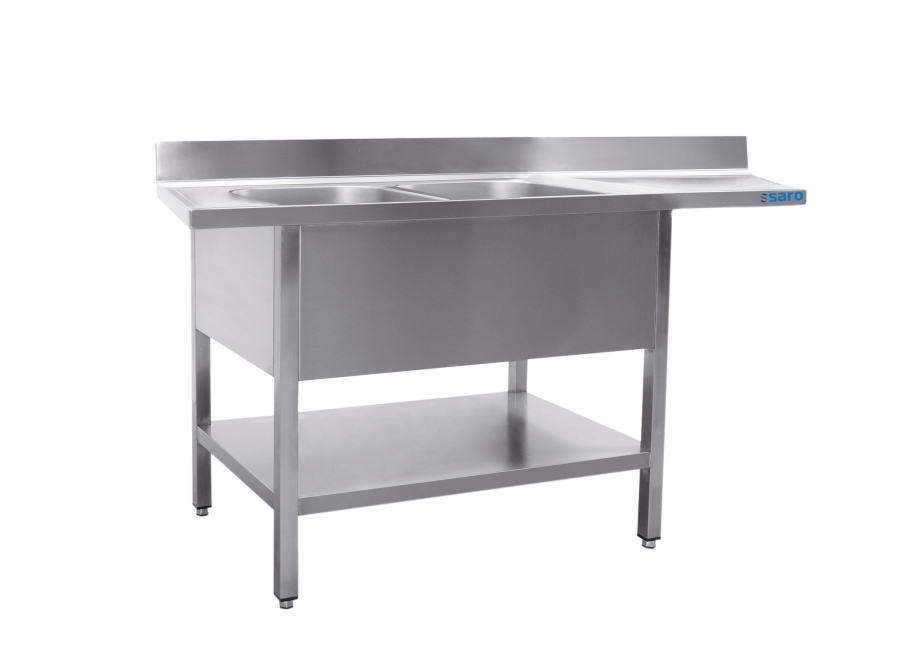 Spülcenter 2 Becken links B 1800 x T 600 mm - Edelstahl Spültisch für die Gastronomie