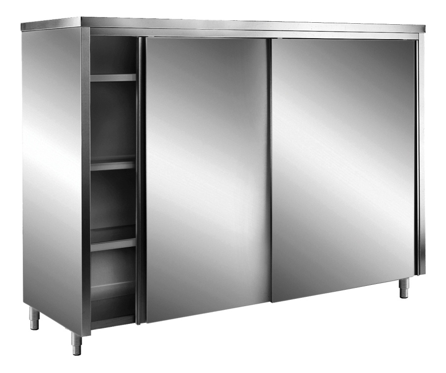 Edelstahl-Lagerschrank mit Schiebetüren Flachdach 1200x700