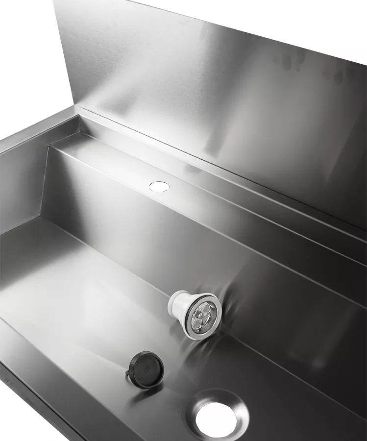 Edelstahl Waschbecken 1200 mm mit 2 Ablasshähnen Edelstahl Waschbecken 1200 mm mit 2 Ablasshähnen