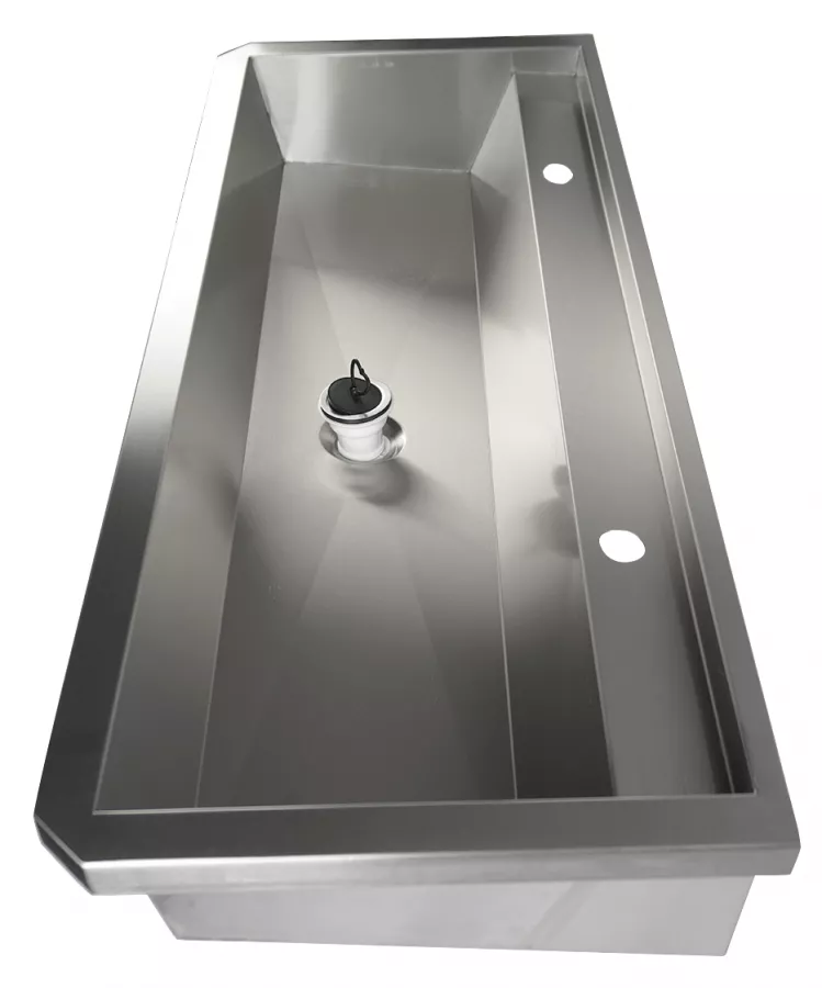 Edelstahl Waschbecken 1200 mm mit 2 Ablasshähnen Edelstahl Waschbecken 1200 mm mit 2 Ablasshähnen
