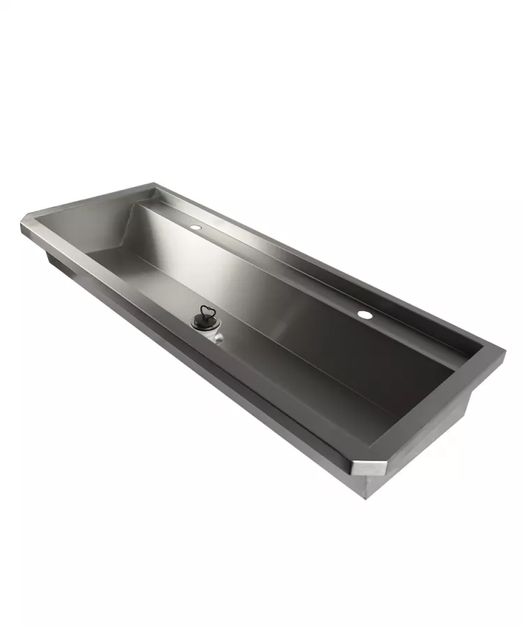 Edelstahl Waschbecken 1200 mm mit 2 Ablasshähnen Edelstahl Waschbecken 1200 mm mit 2 Ablasshähnen
