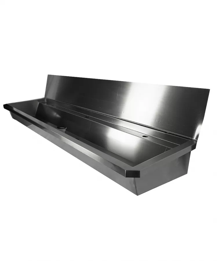 Edelstahl Waschbecken 1800 mm – Mit 3 Ablasshähnen