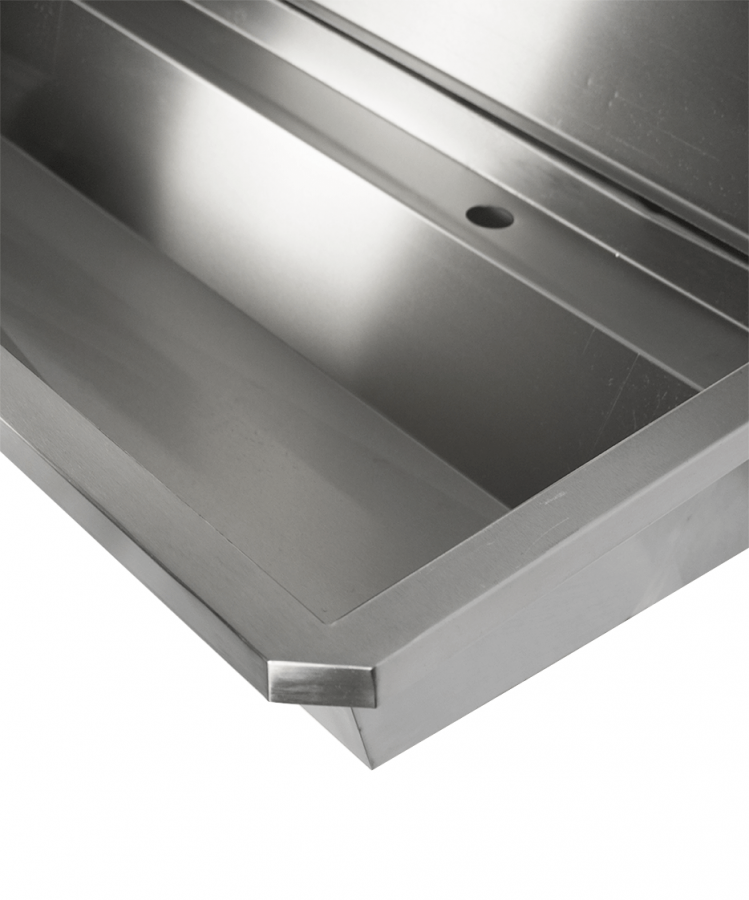 Edelstahl Waschbecken 2400 mm mit 4 Ablasshähnen