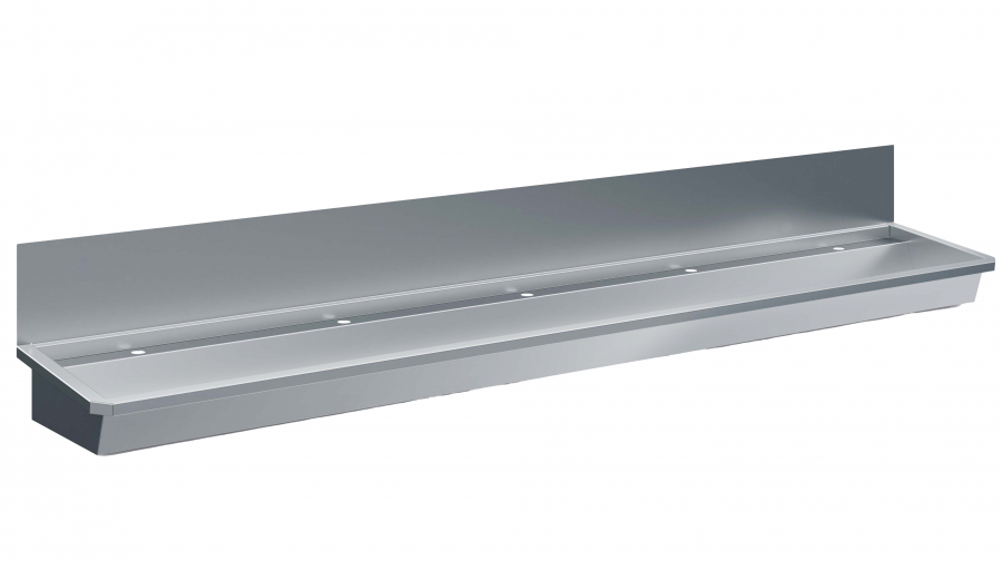 Edelstahl Waschbecken 3000 mm mit 5 Ablasshähnen Edelstahl Waschbecken 3000 mm mit 5 Ablasshähnen