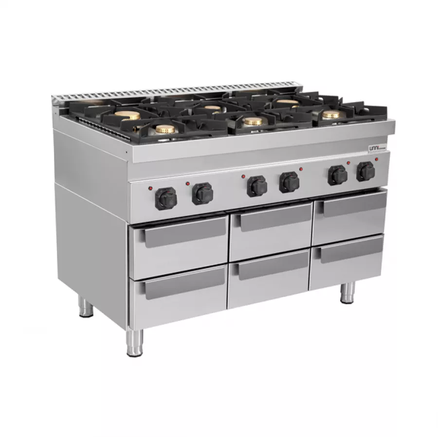 Unterbau 1200mm 6 Schubladen Neutral 700 für UnniCooking Geräte