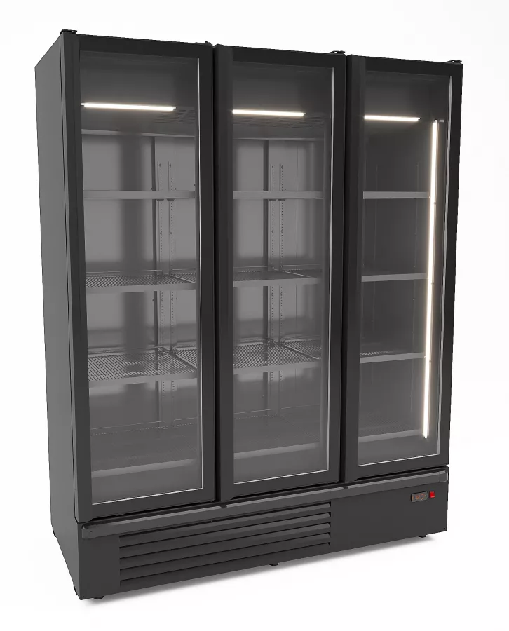 Kühlschrank 3 Glastüren Schwarz 1555 L, +1 bis +7 °C
