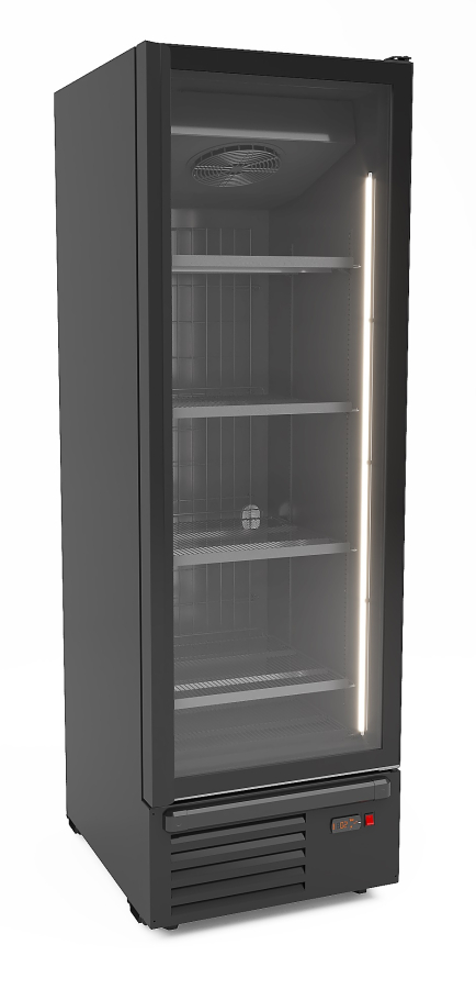 Diepvrieskast 500 l – 1 glazen deur – Circulatie – LED – combisteel – Zwart