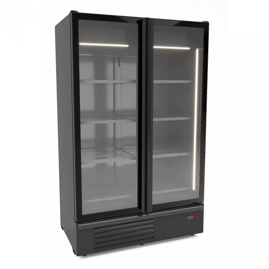 Tiefkühlschrank 1230 l – 2 Glastüren – Umluft – LED – Schwarz Tiefkühlschrank 1230 l – 2 Glastüren – Umluft – LED – Schwarz