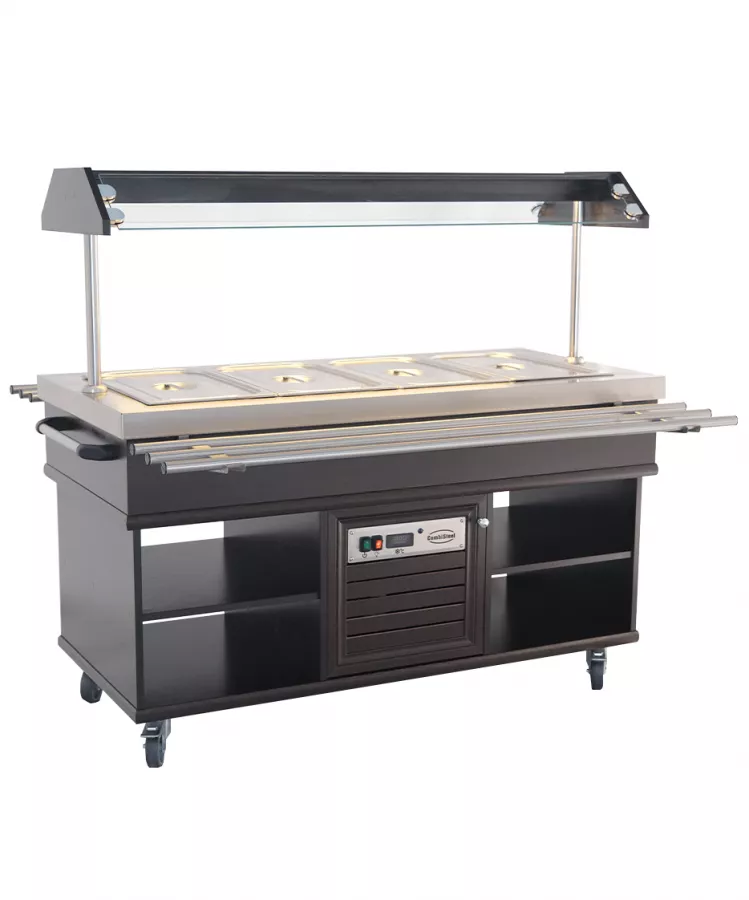 Buffet GN 4/1 gekühlt – Mahagoni, 0,35 kW, LED, Edelstahl, statisch Buffet GN 4/1 gekühlt – Mahagoni, 0,35 kW, LED, Edelstahl, statisch