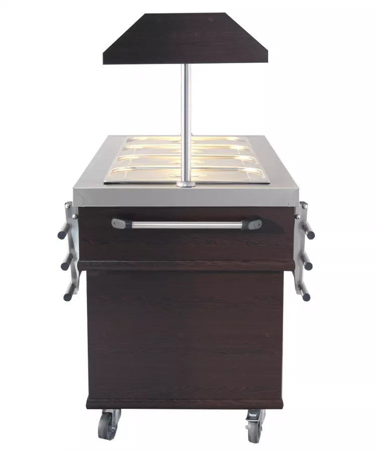 Buffet GN 4/1 gekühlt – Mahagoni, 0,35 kW, LED, Edelstahl, statisch Buffet GN 4/1 gekühlt – Mahagoni, 0,35 kW, LED, Edelstahl, statisch